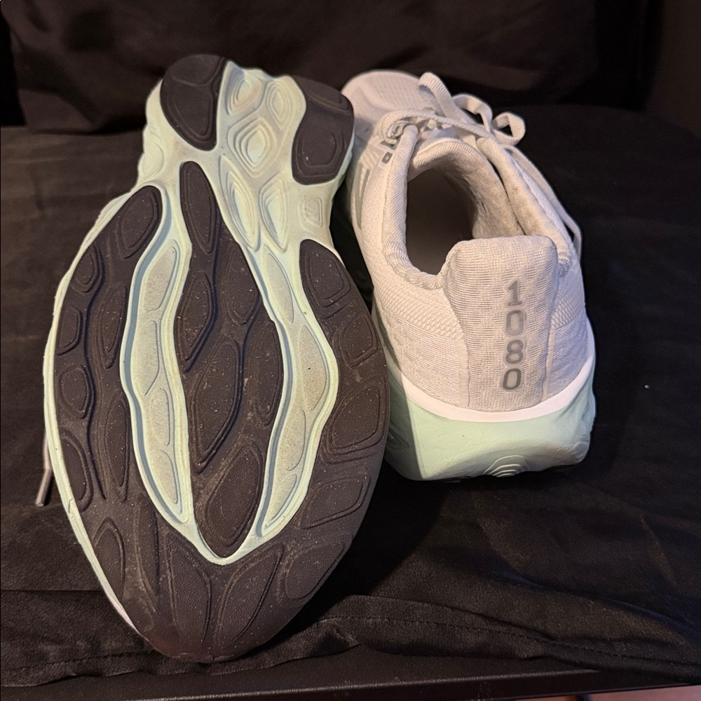 New Balance White and Light Green 1080 Athletic Shoes - Women - Picture 5 of 5